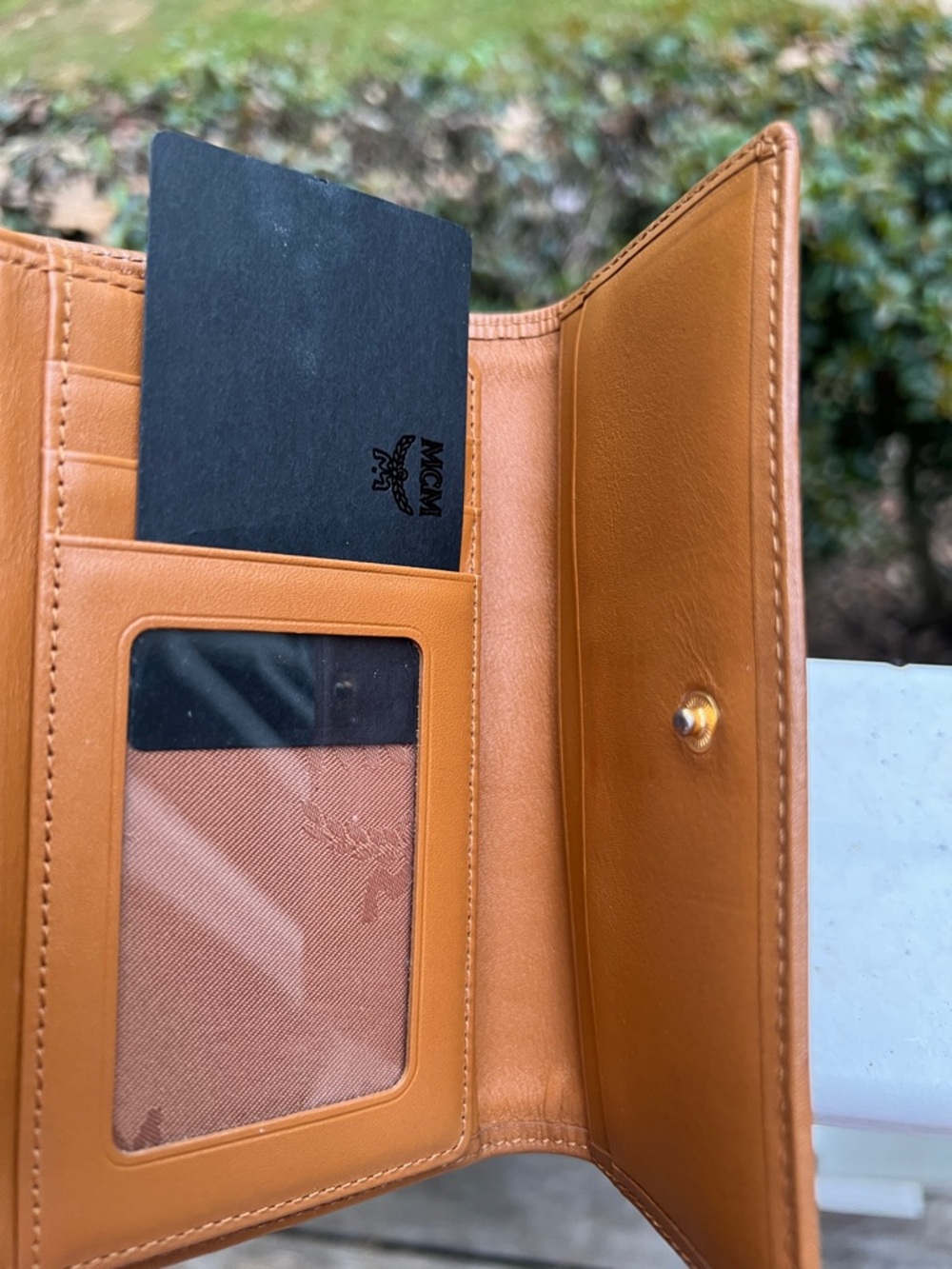 MCM Cognac Visetos Leather Satchel & Wallet Set/ Poshmark Authenticated - Picture 15 of 17